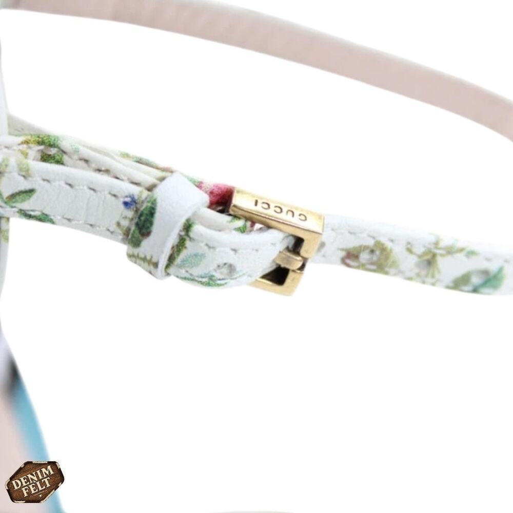 NEW Gucci Knotted Ivory Floral Leather Heels Size 35.5 Wedding Strappy Sandals - Picture 7 of 13